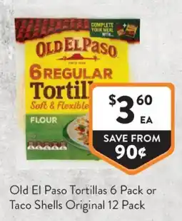 Foodworks Old El Paso Tortillas or Taco Shells Original offer