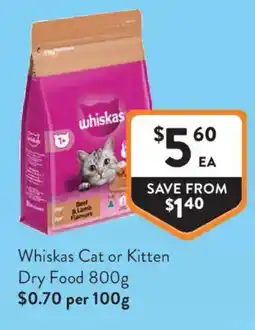 Foodworks Whiskas Cat or Kitten Dry Food offer