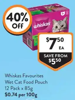 Foodworks Whiskas Favourites Wet Cat Food Pouch offer