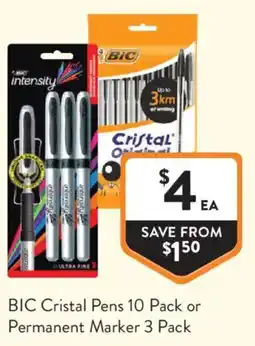 Foodworks BIC Cristal Pens 10 Pack or Permanent Marker offer
