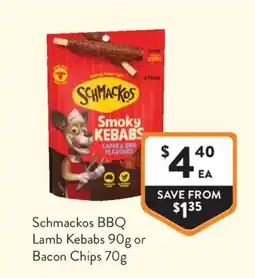 Foodworks Schmackos BBQ Lamb Kebabs or Bacon Chips offer