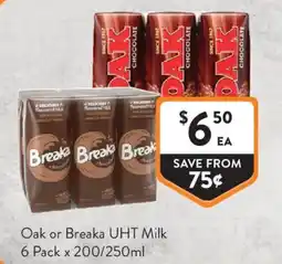 Foodworks Oak or Breaka UHT Milk offer