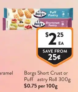 Foodworks Borgs Short Crust or Puff Pastry Roll offer