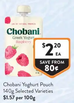 Foodworks Chobani Yoghurt Pouch offer