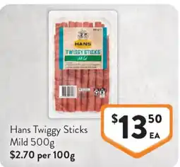 Foodworks Hans Twiggy Sticks Mild offer
