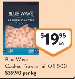 Foodworks Blue Wave Cooked Prawns Tail Off offer