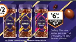Foodworks Cadbury Chocolate Coated Scorch Fruit or Nut Jars offer