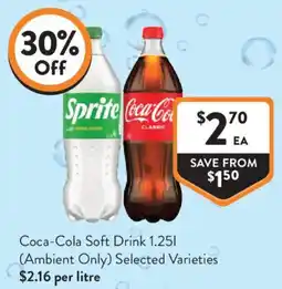 Foodworks Coca-Cola Soft Drink 1.25L offer