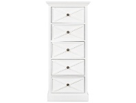 LivingStyles Sorrento Wooden 5 Drawer Lingerie Tallboy, White offer