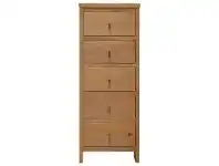 LivingStyles Moonraker Pine Timber 5 Drawer Lingerie Tallboy offer