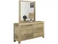 LivingStyles Chatsbury Acacia Timber 6 Drawer Dresser with Mirror offer