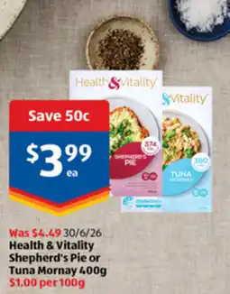 ALDI Health & Vitality Shepherd's Pie or Tuna Mornay offer