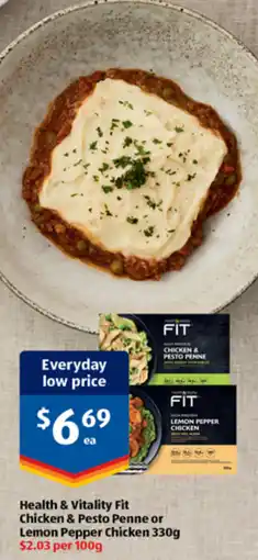 ALDI Health & Vitality Fit Chicken & Pesto Penne or Lemon Pepper Chicken offer