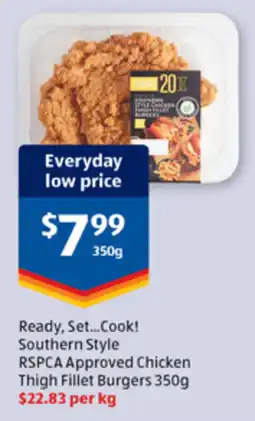 ALDI Southern Style RSPCA Approved Chicken Thigh Fillet Burgers offer