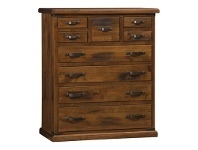 Heritage Pine Timber 9 Drawer Tallboy, Blackwood