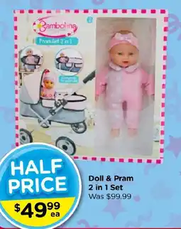Toyworld Bambolina Doll & Pram 2 in 1 Set offer