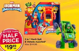 Toyworld Iron Man Awesome Friends 2 in 1 Mech Suit & Vehicle Assorted offer