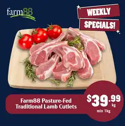 Tasman Butchers Farm88 Pasture-Fed Traditional Lamb Cutlets offer