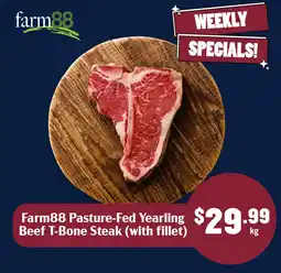 Tasman Butchers Farm88 Pasture-Fed Yearling Beef T-Bone Steak (with fillet) offer