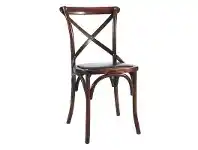 Sherwood Solid Oak Timber Cross Back Dining Chair with PU Seat - Distressed Honey