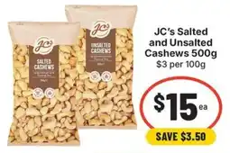 IGA JC's Salted and Unsalted Cashews offer