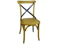 LivingStyles Sherwood Metal Cross Back Oak Timber Dining Chair with Rattan Seat, Natural offer