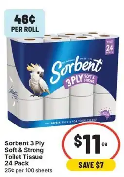IGA Sorbent 3 Ply Soft & Strong Toilet Tissue offer