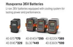 Husqvarna Husqvarna 36V Batteries offer