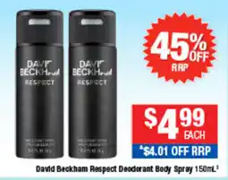 Direct Chemist Outlet David Beckham Respect Deodorant Body Spray offer