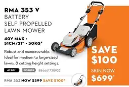STIHL RMA 353 V Battery Self Propelled Lawn Mower offer