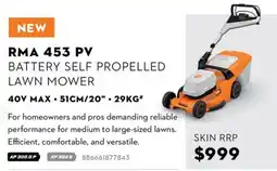 STIHL RMA 453 PV Battery Self Propelled Lawn Mower offer