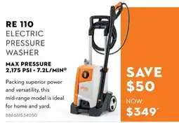 STIHL Stihl RE 110 Electric Pressure Washer offer