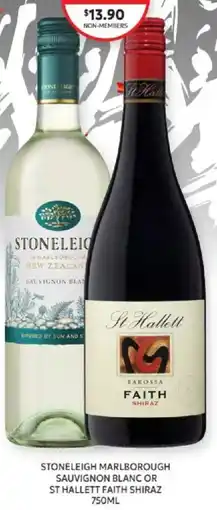 Harry Brown Stoneleigh Marlborough Sauvignon Blanc or St Hallett Faith Shiraz offer