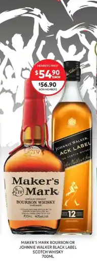 Harry Brown Maker's Mark Bourbon Whisky or Johnnie Walker Black Label Scotch Whisky offer