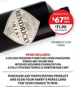 Harry Brown Hendrick's Gin offer