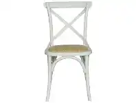 LivingStyles Sherwood Oak Timber Cross Back Dining Chair, Rattan Seat, Vivid White offer