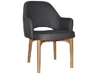 Albury Commercial Grade Gravity Fabric Dining Tub Chair, Timber Leg, Slate / Light Oak