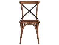 LivingStyles Hoton Oak Timber Cross Back Dining Chair, Black Metal Strap offer