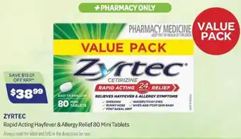 Zyrtec Rapid Acting Hayfever & Allergy Relief 80 Mini Tablets