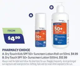 Health Save Pharmacy Choice Dry Touch Kids SPF 50+ Sunscreen Lotion Roll-on offer