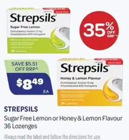Health Save Strepsils Sugar Free Lemon or Honey & Lemon Flavour offer