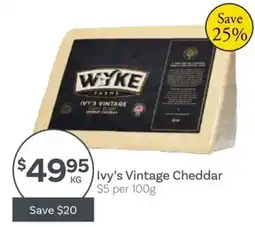 IGA Wyke Farms Ivy's Vintage Cheddar offer