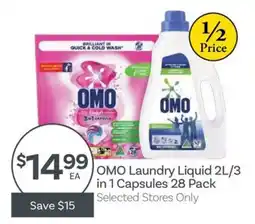 IGA OMO Laundry Liquid 2L/3 in 1 Capsules 28 Pack offer