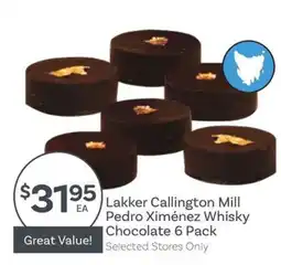 IGA Lakker Callington Mill Pedro Ximénez Whisky Chocolate 6 Pack offer