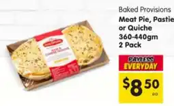 Spar Baked Provisions Meat Pie, Pastie or Quiche offer