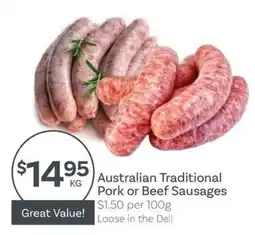 IGA Australian Traditional Pork or Beef Sausages offer