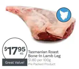 IGA Tasmanian Roast Bone-In Lamb Leg offer