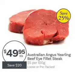 IGA Australian Angus Yearling Beef Eye Fillet Steak offer