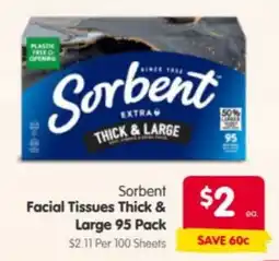 Spar Sorbent Facial Tissues Thick & Large offer