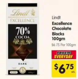 Spar Lindt Excellence Chocolate Blocks offer